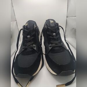 Michael Kors Wedge Sneakers Back And Gold Size 8.5.